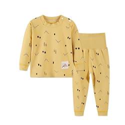YANWANG 100% Baumwolle Baby Kinder Schlafanzüge Jungen Mädchen Pyjamas Set Langarm Nachtwäsche(Yellow-Tree,Tag50/6-12 Monate) von YANWANG