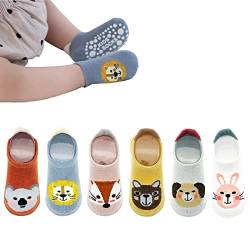 YANWANG Baby Anti-Rutsch-Socken Knöchel niedlich Cartoon Griffe Socken für Säuglinge Kleinkind Jungen Mädchen Mehrfarbig 6 Paar (Braun Koala,1-3 Years) von YANWANG