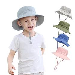 YANWANG Baby Kinder Einstellbare Eimer Sonnenhut, UPF 50+ Sonnenschutz Strandmütze für Kleinkinder Jungen Mädchen(Grey,0-12Months) von YANWANG