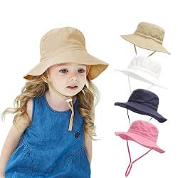 YANWANG Baby Kinder Einstellbare Eimer Sonnenhut, UPF 50+ Sonnenschutz Strandmütze für Kleinkinder Jungen Mädchen(Khaki,3-8years) von YANWANG