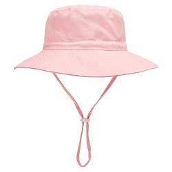 YANWANG Baby Kinder Einstellbare Eimer Sonnenhut, UPF 50+ Sonnenschutz Strandmütze für Kleinkinder Jungen Mädchen(Light pink,0-12Months) von YANWANG