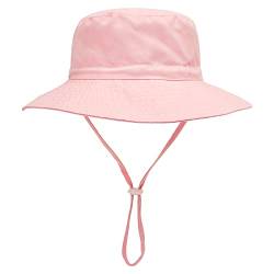 YANWANG Baby Kinder Einstellbare Eimer Sonnenhut, UPF 50+ Sonnenschutz Strandmütze für Kleinkinder Jungen Mädchen(Light pink,1-3Years) von YANWANG