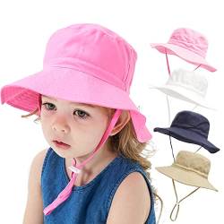 YANWANG Baby Kinder Einstellbare Eimer Sonnenhut, UPF 50+ Sonnenschutz Strandmütze für Kleinkinder Jungen Mädchen(Pink,1-3Years) von YANWANG