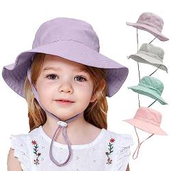 YANWANG Baby Kinder Einstellbare Eimer Sonnenhut, UPF 50+ Sonnenschutz Strandmütze für Kleinkinder Jungen Mädchen(Purple,0-12Months) von YANWANG