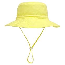 YANWANG Baby Kinder Einstellbare Eimer Sonnenhut, UPF 50+ Sonnenschutz Strandmütze für Kleinkinder Jungen Mädchen(Yellow,0-12Months) von YANWANG