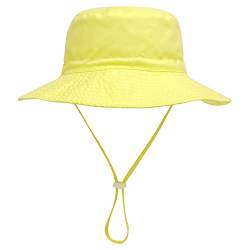 YANWANG Baby Kinder Einstellbare Eimer Sonnenhut, UPF 50+ Sonnenschutz Strandmütze für Kleinkinder Jungen Mädchen(Yellow,1-3Years) von YANWANG