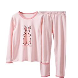 YANWANG Mädchen Schlafanzug Set 100% Baumwolle Langarm Nachtwäsche Kleinkind Kinder Nachtwäsche Outfits（Bunny-pink，4 T/ 110cm von YANWANG