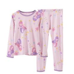 YANWANG Mädchen Schlafanzug Set 100% Baumwolle Langarm Nachtwäsche Kleinkind Kinder Nachtwäsche Outfits（Mermaids-Purple，12 T/ 150cm von YANWANG