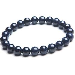 YANYUESHOP 8mm echte natürliche dunkelblaue Saphir Runde Perlen Stretch-Armband von YANYUESHOP