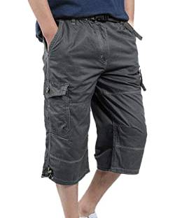 YAOBAOLE Bermuda Shorts Herren 3/4 Caprihose Cargohose Atmungsaktiv Armee Shorts Safari House Männer Cargo Bermudas Sommer Dunkelgrau M von YAOBAOLE