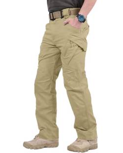 YAOBAOLE Cargo Hosen Herren Lang Militärische Taktik Hose Für Männer Wandernhose Männer Cargohose Herren Khaki XL von YAOBAOLE