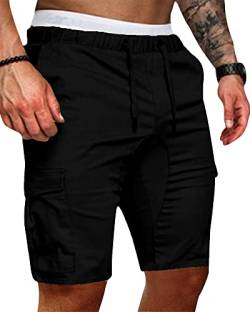 YAOBAOLE Cargo Shorts Herren Sommerhose Herren Kurz Cargohose Herren Kurz Stretch Schwarz XL von YAOBAOLE