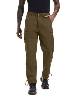 YAOBAOLE Cargohose Herren Comfrot Fit Chino Hose Herren Freizeithose Baumwolle Cargohose Herren Jogginghose mit Taschen Khaki XL von YAOBAOLE