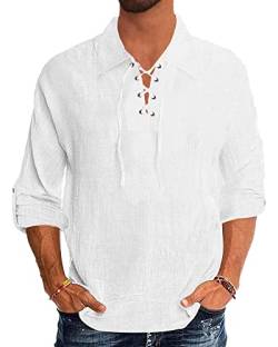 YAOBAOLE Freizeithemden Herren Universal Fit Businesshemd Herren Regular Fit Sommerhemden Herren Langarm Weiß 2XL von YAOBAOLE