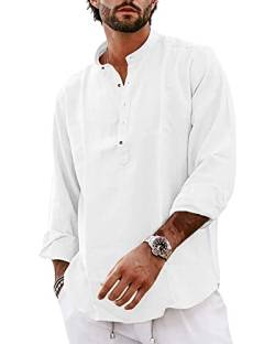 YAOBAOLE Freizeithemden für Herren Businesshemd Einfarbig Basic Mens Shirt Weiß 2XL von YAOBAOLE
