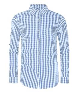 YAOBAOLE Hemd Herren Regular Fit Leinenhemd Herren Langarm Oktoberfesthemd Herren Oberhemden Herren Langarm Blau XL von YAOBAOLE