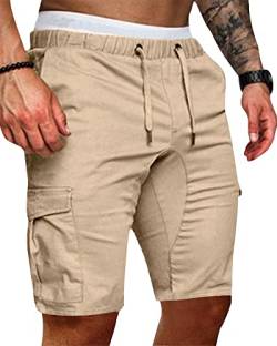 YAOBAOLE Herren Cargo Shorts Herren Monroe Cargo Shorts Cargohose Kurz Herren Sommer Khaki 3XL von YAOBAOLE