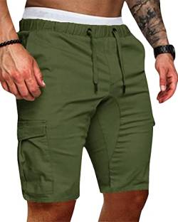 YAOBAOLE Herren Cargo Shorts Sommer Cargohose Herren Kurz Stretch Kurze Hosen Herren Sommer Comfort Fit Armeegrün XL von YAOBAOLE