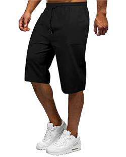 YAOBAOLE Leinen Shorts Herren Kurze Herren Herren-Shorts aus Leinen Kurze Hosen Herren Sommer Leinen Schwarz M von YAOBAOLE