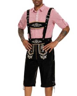 YAOBAOLE Leinenhose Herren Trachtenhosen Für Herren Oktoberfest Hose Männer Oktoberfest Hose Herren Schwarz 2XL von YAOBAOLE