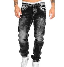 Herren Hip-Hop-Jeans mit geradem Bein Mode lässige Top-Line-Hose Straight-Leg-Jeans von YAODAMAI