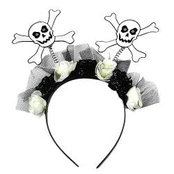 Day Of The Dead Blumen-Stirnband, Festival-Stirnband, Totenkopf, Blumenkranz, Kopfbedeckung, Halloween, Totenkopf-Stirnband, Geschenke, Blumen-Stirnband von YAOGUI