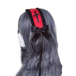 Mehrschichtiger Spitzen Haarreifen Für Mädchen Spitzenschleifen Mit Langem Kopfschmuck Niedlicher Dienstmädchen Kopfschmuck Stirnband Haarband von YAOGUI