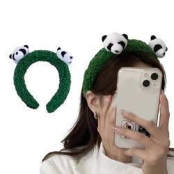 Panda-Stirnbänder, pelzig, Plüsch, Cartoon-Haar-Accessoires für Mädchen und Damen, Urlaub, Party, Kopfbedeckung, Stirnband zum Waschen des Gesichts für Frauen von YAOGUI