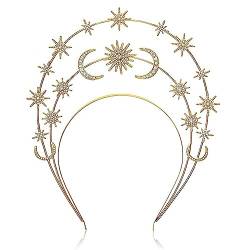 Sonnen-Stirnband für Damen, Vintage-Stil, Jungfrau-Stern-Haarband/Ohrringe, Party-Requisiten, Brautschmuck, Hochzeit, Kopfschmuck für Braut von YAOGUI