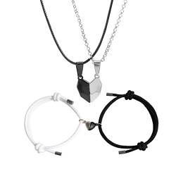 YAOGUI Schmuck-Set, 4-teilig, passende Halsketten, Armbänder für Paare, magnetische Handgelenkkette, Charm, Schmuck, Valentinstag, Geburtstag, B#, Metalllegierung von YAOGUI