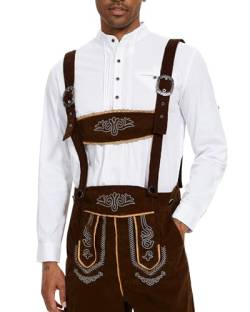 YAOHUOLE Baumwolle Leinenhemden Herren Langarm Trachtenhemd Herren Oktoberfest Hemd Herren Weiß XL von YAOHUOLE