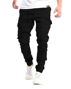 YAOHUOLE Cargo Hosen Männer Lang Herren Cargo Lassige Abeitshose Rangerhose Herren Schwarz 2XL von YAOHUOLE