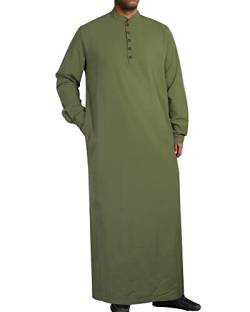 YAOHUOLE Herren Kaftan Lang Leinen Thobe Herren Sommer Thobe Herren Kaftan Langarm Armeegrün L von YAOHUOLE