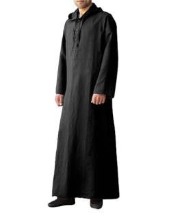 YAOHUOLE Herren Kaftan Leinen Herren Langarm Men Kaftan Thobe Herren Baumwolle Schwarz L von YAOHUOLE