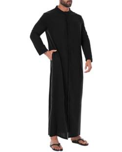 YAOHUOLE Kaftan Herren Langarm Thobe Herren Kaftan Langarm Kaftan Männer Schwarz M von YAOHUOLE