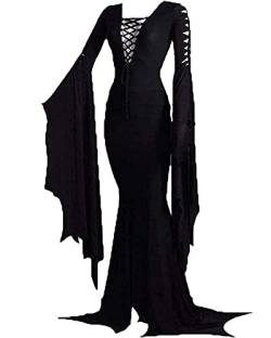YAOHUOLE Langarm Vampir Kostüm für Damen Halloween Vintage Partykleid Schwarz 2XL von YAOHUOLE