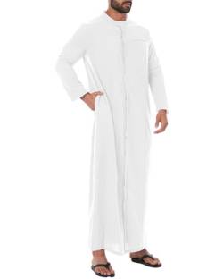 YAOHUOLE Nachthemd Herren Lang Kaftan Herren Langarm Thobe Weiß Herren Weiß 2XL von YAOHUOLE