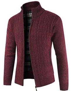 YAOHUOLE Pullover für Herren Cardigan Jacke Pullover & Strickjacken für Herren Strickjacke Herren Langarm Leicht Rot L von YAOHUOLE