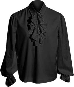 YAOHUOLE Steampunk Gothic Hemd Herren Schnürhemd Herren Mittelalter Herren Renaissance Hemd für Halloween Schwarz XL von YAOHUOLE