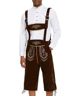 YAOHUOLE Trachtenhosen für Herren Leinenhose Herren Trachtenlederhosen Für Herren Oktoberfest Hose Herren Dunkelbraun 2XL von YAOHUOLE