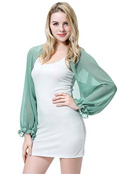 YAOMEI Damen Bolero Blazer Cardigan Schals Chiffon Stickerei Strickjacken Halstücher Stola Umschlagtücher Hochzeiten Braut Bridemaids Abendgarderobe (Grün) von YAOMEI