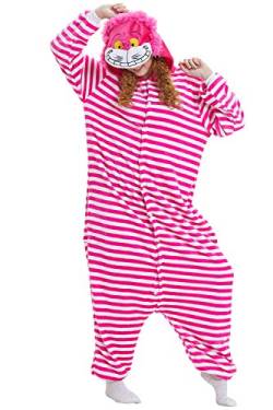 YAOMEI Erwachsene Jumpsuits, 2020 Kostüm Tier Kostüm-Anzug Onesie Nachthemd Schlafanzug Kapuzenpullover Nachtwäsche Cosplay Karton 3D Kigurumi Fastnachtskostuem Halloween (CheshireCat, XL) von YAOMEI