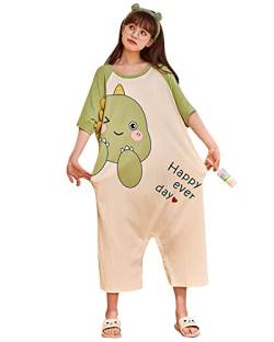 YAOMEI Erwachsene Onesie Unisex Jumpsuits & Nachthemd Sommer, Kostüm Tier Kostüm-Anzug Onesie Nachthemd Schlafanzug Nachtwäsche Cosplay Kigurumi Fastnachtskostuem Halloween Loungewear (Dinosaur, XL) von YAOMEI