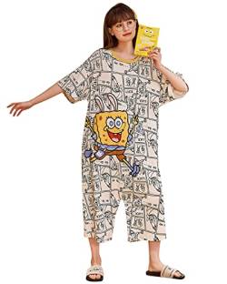 YAOMEI Erwachsene Onesie Unisex Jumpsuits & Nachthemd Sommer, Kostüm Tier Kostüm-Anzug Onesie Nachthemd Schlafanzug Nachtwäsche Cosplay Kigurumi Fastnachtskostuem Halloween Loungewear (Sponge, M) von YAOMEI