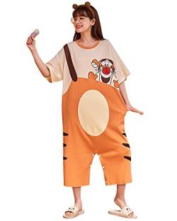 YAOMEI Erwachsene Onesie Unisex Jumpsuits & Nachthemd Sommer, Kostüm Tier Kostüm-Anzug Onesie Nachthemd Schlafanzug Nachtwäsche Cosplay Kigurumi Fastnachtskostuem Halloween Loungewear (Tigger, XL) von YAOMEI