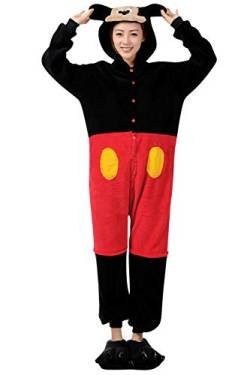 YAOMEI Erwachsene Unisex Jumpsuits, Kostüm Tier Kostüm-Anzug Onesie Nachthemd Schlafanzug Kapuzenpullover Nachtwäsche Cosplay Karton 3D Kigurumi Xmas Halloween Fastnachtskostuem (Mickey, L) von YAOMEI