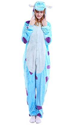 YAOMEI Erwachsene Unisex Overalls, Kostüm Tier Kostüm Anzug Strampler Nachthemd Pyjama Hoodie Nachtwäsche Cosplay Karton 3D Kigurumi Karneval Weihnachten Halloween (L, Sullivan) von YAOMEI