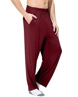 YAOMEI Herren Schlafanzughose Hose Lang, Baumwolle unterwäsche Casual Hosen Nachtwäsche Pyjamahose verstellbarem Elastik-Bund Schlafen Yoga Sport Freizeit (5XL, Rot) von YAOMEI