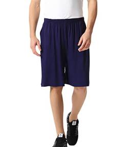 YAOMEI Herren Schlafanzughose Hose Shorts kurz, Baumwolle unterwäsche Boxershorts Nachtwäsche Trunk Pyjamahose verstellbarem Elastik-Bund Taschen Schlafen Freizeit (4XL, Marine) von YAOMEI