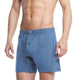 YAOMEI Herren Schlafanzughose Hose Shorts kurz, Baumwolle unterwäsche Boxershorts Nachtwäsche Trunk Pyjamahose verstellbarem Elastik-Bund Taschen Schlafen Freizeit (L, Himmelblau) von YAOMEI